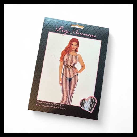 Leg Avenue Black Fishnet Maxi Festival Rave Party Dress with waist cutouts NWT - Picture 2 of 6